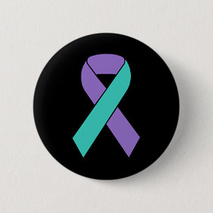 Suicide Prevention Awareness Teal Purple Ribbon Wo 2 Inch Round Button