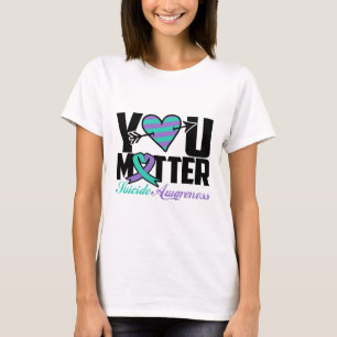 Suicide Prevention Awareness Teal Purple Ribbon Yo T-Shirt