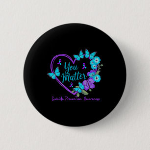 Suicide Prevention Awareness Teal Purple Ribbons Y 2 Inch Round Button