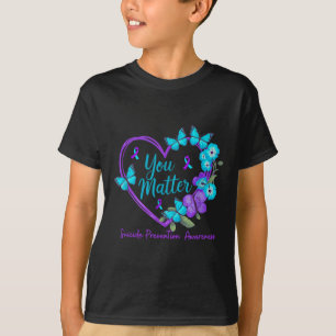 Suicide Prevention Awareness Teal Purple Ribbons Y T-Shirt