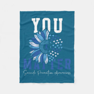 Suicide Prevention Awareness Teal Purple Sunflower Fleece Blanket