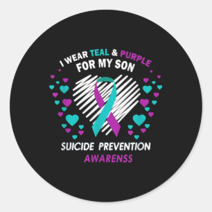 Suicide Prevention Awareness Tee _ I Wear Teal And Classic Round Sticker