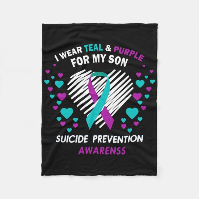 Suicide Prevention Awareness Tee I Wear Teal And P Fleece Blanket (Front)