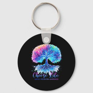 Suicide Prevention Awareness Tree For Men And Wome Keychain