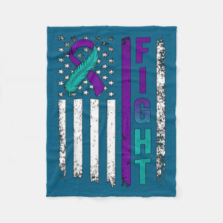 Suicide Prevention Awareness Usa American Flag Rib Fleece Blanket
