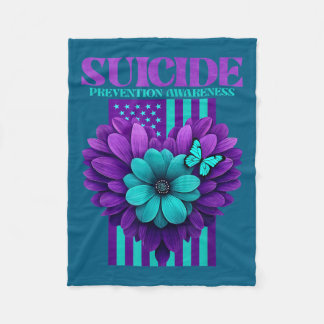 Suicide Prevention Awareness Usa Flag  Fleece Blanket