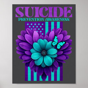 Suicide Prevention Awareness Usa Flag Poster