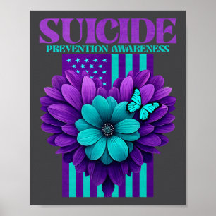 Suicide Prevention Awareness Usa Flag Premium Poster