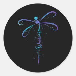 Suicide Prevention Awareness Warrior Dragonfly Sem Classic Round Sticker