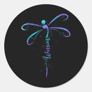 Suicide Prevention Awareness Warrior Dragonfly Sem Classic Round Sticker