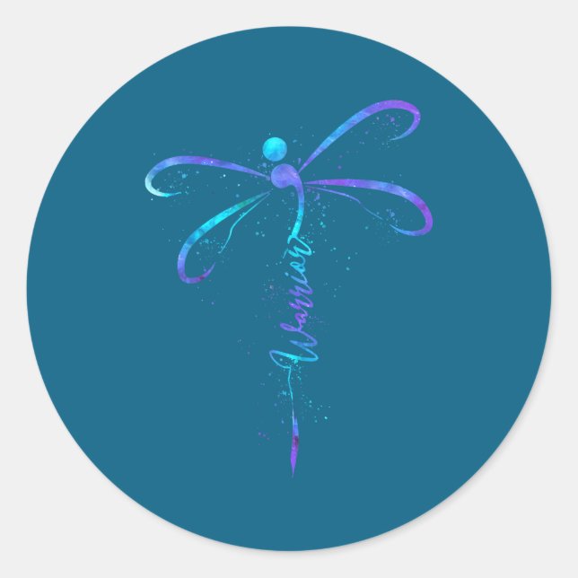 Suicide Prevention Awareness Warrior Dragonfly Sem Classic Round Sticker (Front)