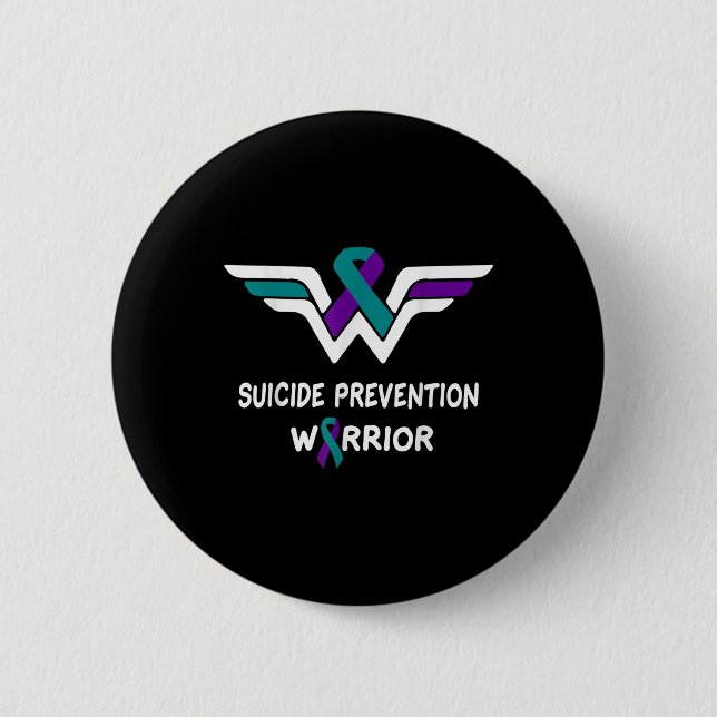 Suicide Prevention Awareness Warrior Purple &amp;  2 Inch Round Button (Front)