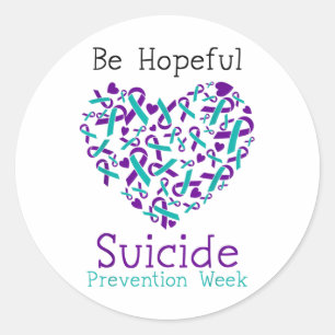 Suicide Prevention Awareness Week Be Hopeful Heart Classic Round Sticker