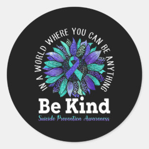 Suicide Prevention Awareness Week Be Kind Leopard Classic Round Sticker