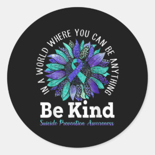 Suicide Prevention Awareness Week Be Kind Leopard Classic Round Sticker