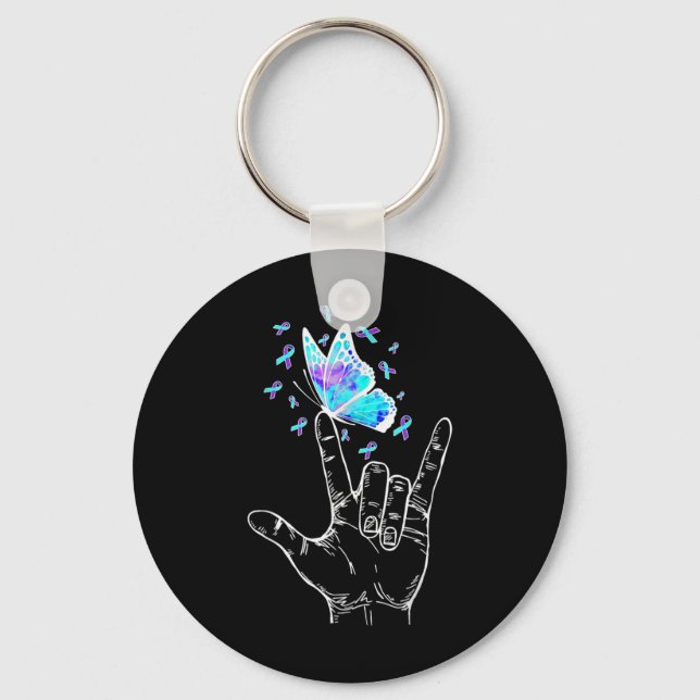 Suicide Prevention Awareness Week Butterfly Love H Keychain (Front)