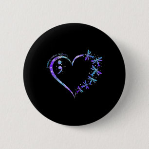 Suicide Prevention Awareness Week Heart Semicolon 2 Inch Round Button