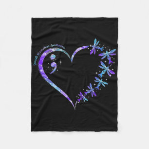 Suicide Prevention Awareness Week Heart Semicolon Fleece Blanket