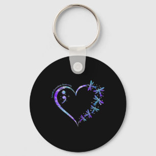 Suicide Prevention Awareness Week Heart Semicolon  Keychain