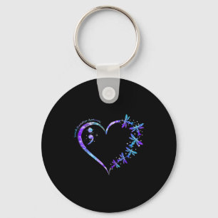 Suicide Prevention Awareness Week Heart Semicolon Keychain