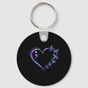 Suicide Prevention Awareness Week Heart Semicolon Keychain