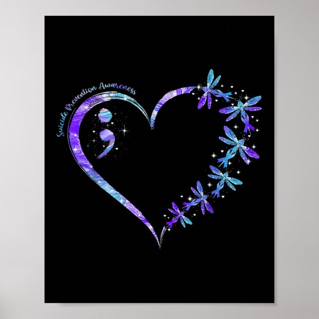 Suicide Prevention Awareness Week Heart Semicolon  Poster (Front)