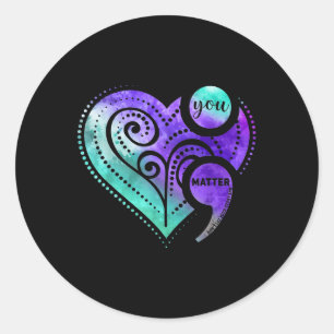 Suicide Prevention Awareness Week You Semicolon He Classic Round Sticker