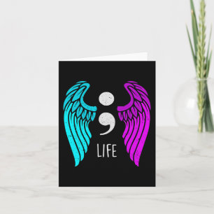 Suicide Prevention Awareness Wings Angel Semicolo Card