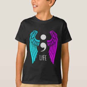 Suicide Prevention Awareness Wings Angel Semicolo T-Shirt