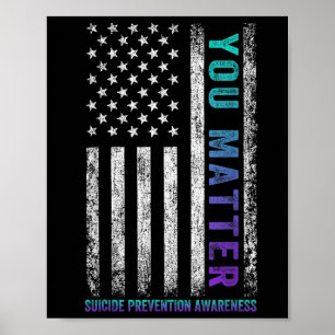 Suicide Prevention Awareness Women Men Ribbon Amer Poster