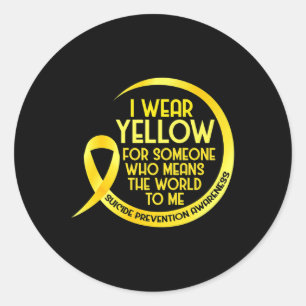 Suicide Prevention Awareness Yellow Ribbon I Wear  Classic Round Sticker
