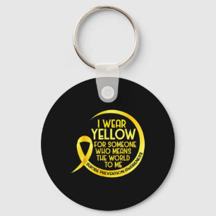 Suicide Prevention Awareness Yellow Ribbon I Wear Keychain