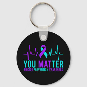 Suicide Prevention Awareness You Ribbon Heartbeat  Keychain