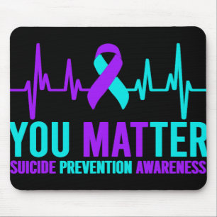 Suicide Prevention Awareness You Ribbon Heartbeat  Mouse Pad