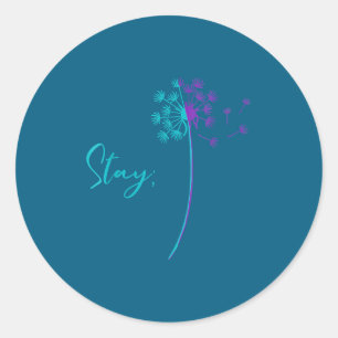Suicide Prevention Dandelion Teal And Purple Stay  Classic Round Sticker