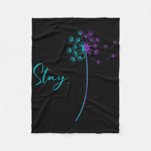 Suicide Prevention Dandelion Teal And Purple Stay Fleece Blanket