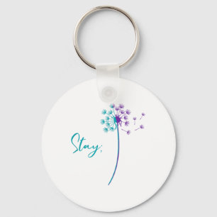 Suicide Prevention Dandelion Teal And Purple Stay Keychain