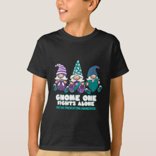 Suicide Prevention Gnome One Fights Alone Wear Pur T-Shirt