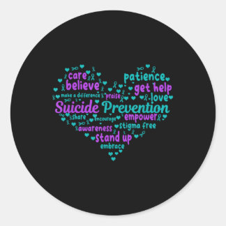 Suicide Prevention Heart Mental Health Awareness D Classic Round Sticker