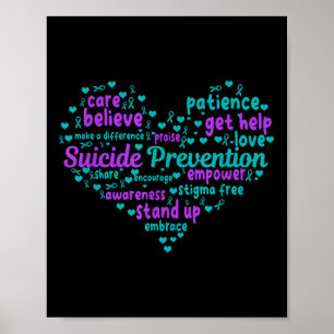 Suicide Prevention Heart Mental Health Awareness D Poster