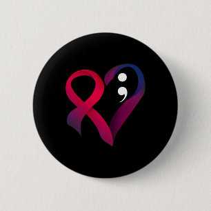 Suicide Prevention Heart Semicolon Mental Health A 2 Inch Round Button