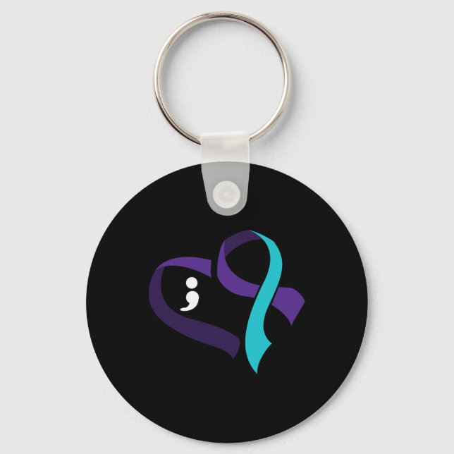 Suicide Prevention Heart Semicolon Mental Health A Keychain (Front)