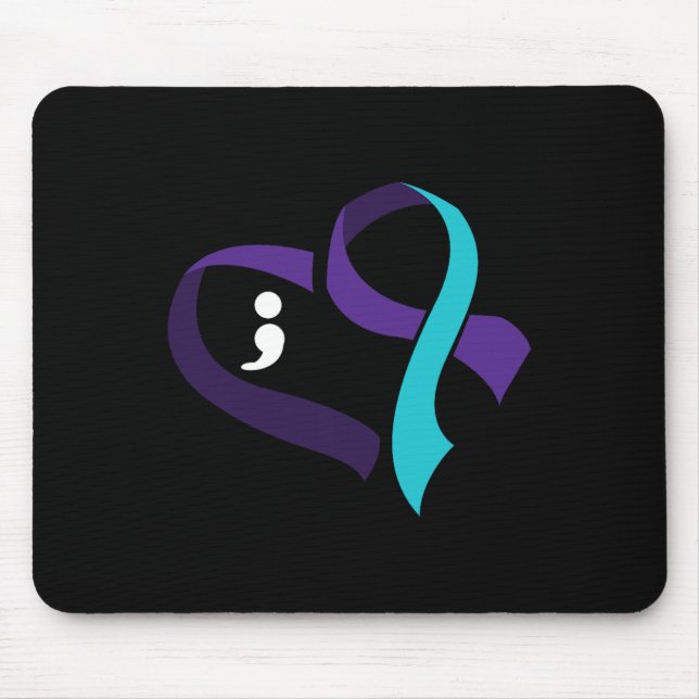 Suicide Prevention Heart Semicolon Mental Health A Mouse Pad (Front)