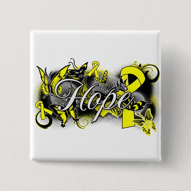 Suicide Prevention Hope Garden Ribbon 2 Inch Square Button (Front)
