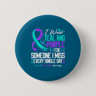 Suicide Prevention I Wear Teal And Purple Mental H 2 Inch Round Button