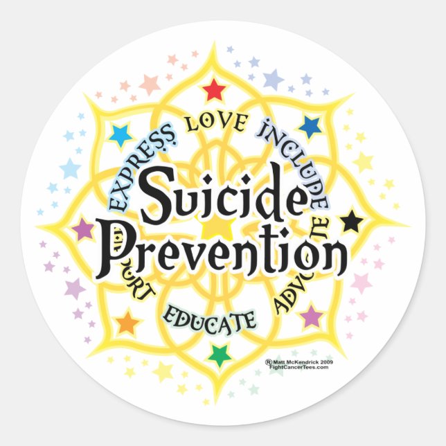 Suicide Prevention Lotus Classic Round Sticker (Front)