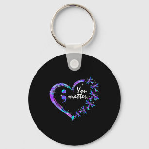 Suicide Prevention Mental Health Awareness Heart T Keychain
