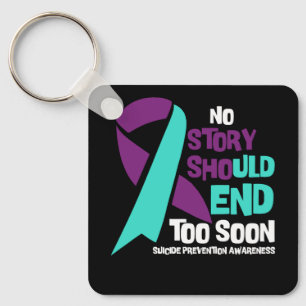 Suicide Prevention No Story Should End Teal Purple Keychain