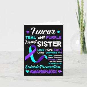 Suicide Prevention Ribbon I Wear Teal And Purple F Card