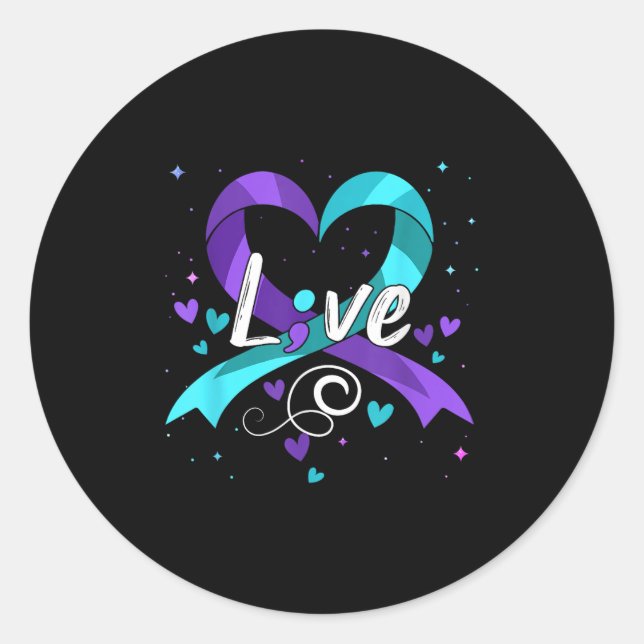 Suicide Prevention - Semicolon Suicide Awareness R Classic Round Sticker (Front)